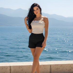 Conjunto Short Negro, Blusa Estraple